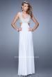 Picture of: Full Length Net Jersey Dress with Beaded Embroidery in White, Style: 21329, Detail Picture 1