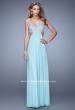 Picture of: Full Length Net Jersey Dress with Beaded Embroidery in Mint, Style: 21329, Detail Picture 2