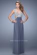 Picture of: Full Length Net Jersey Dress with Beaded Embroidery in Gray, Style: 21329, Detail Picture 3