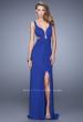Picture of: Plunging Neckline Prom Gown with Gathered Bust in Blue, Style: 21330, Detail Picture 1