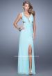 Picture of: Plunging Neckline Prom Gown with Gathered Bust in Mint, Style: 21330, Detail Picture 3