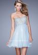 Picture of: Empire Waist Cocktail Dress with Embroidered Bodice in Blue, Style: 21332, Detail Picture 2