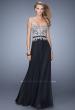 Picture of: Long Chiffon Embroidered Prom Dress with Belt in Black, Style: 21334, Main Picture