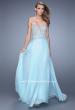 Picture of: Long Chiffon Embroidered Prom Dress with Belt in Blue, Style: 21334, Detail Picture 1