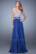 Picture of: Long Chiffon Embroidered Prom Dress with Belt in Blue, Style: 21334, Detail Picture 4
