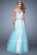 Picture of: Tulle Prom Dress with Lace Lining and Embroidered Belt in Blue, Style: 21341, Main Picture