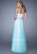 Picture of: Tulle Prom Dress with Lace Lining and Embroidered Belt in Blue, Style: 21341, Back Picture