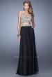 Picture of: Two Piece Prom Dress with Embroidered Top and Pockets in Black, Style: 21342, Detail Picture 1