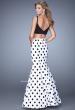 Picture of: Polka Dot Mermaid Two Piece Prom Gown in Polka Dots, Style: 21348, Back Picture