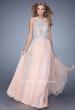 Picture of: Halter Chiffon Prom Dress with Metallic Embroidery in Peach, Style: 21349, Main Picture