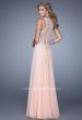 Picture of: Halter Chiffon Prom Dress with Metallic Embroidery in Peach, Style: 21349, Back Picture
