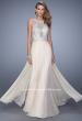Picture of: Halter Chiffon Prom Dress with Metallic Embroidery in Nude, Style: 21349, Detail Picture 1