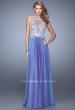 Picture of: Halter Chiffon Prom Dress with Metallic Embroidery in Blue, Style: 21349, Detail Picture 3