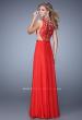 Picture of: Sleeveless Chiffon Prom Dress with Lace Appliques in Red, Style: 21353, Back Picture