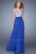 Picture of: Embroidered Bodice Prom Dress with Keyhole Back in Blue, Style: 21354, Main Picture
