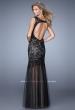 Picture of: Mermaid Prom Dress with Tulle Skirt and Open Back in Black, Style: 21356, Back Picture