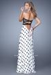 Picture of: Chic Prom Dress with Polka Dot Print Skirt and Open Back in Polka Dots, Style: 21359, Back Picture