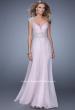 Picture of: Sheer Cap Sleeve Chiffon Gown with Beaded Detail in Pink, Style: 21361, Main Picture