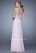Picture of: Sheer Cap Sleeve Chiffon Gown with Beaded Detail in Pink, Style: 21361, Back Picture