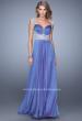 Picture of: Sheer Cap Sleeve Chiffon Gown with Beaded Detail in Purple, Style: 21361, Detail Picture 1