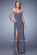 Picture of: Jersey Prom Dress with Embroidered Halter Straps in Gray, Style: 21362, Detail Picture 2