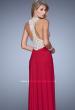 Picture of: Jersey Prom Dress with Embroidered Halter Straps in Red, Style: 21362, Detail Picture 3