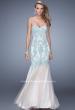 Picture of: Tulle Mermaid Prom Gown with Beaded Lace Straps in Mint and White, Style: 21369, Detail Picture 1