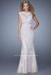 Picture of: Long Cap Sleeve Prom Dress with Lace Appliques and Stones in Nude, Style: 21371, Main Picture