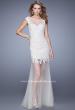 Picture of: Glam Lace Prom Dress with Cap Sleeves and Tulle Skirt in White, Style: 21373, Detail Picture 1