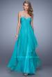 Picture of: Chiffon Prom Dress with Tiered Skirt and Embroidery in Peacock, Style: 21374, Detail Picture 1