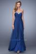 Picture of: Chiffon Prom Dress with Tiered Skirt and Embroidery in Navy, Style: 21374, Detail Picture 2