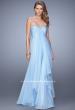 Picture of: Chiffon Prom Dress with Tiered Skirt and Embroidery in Blue, Style: 21374, Detail Picture 4