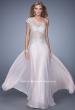 Picture of: One Shoulder Chiffon Prom Dress with Metallic Embroidery in Pink, Style: 21379, Main Picture