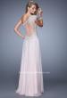 Picture of: One Shoulder Chiffon Prom Dress with Metallic Embroidery in Pink, Style: 21379, Back Picture