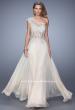 Picture of: One Shoulder Chiffon Prom Dress with Metallic Embroidery in Nude, Style: 21379, Detail Picture 1