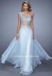 Picture of: One Shoulder Chiffon Prom Dress with Metallic Embroidery in Blue, Style: 21379, Detail Picture 2