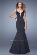 Picture of: Sultry Satin Gown with Plunging Neckline and Cut Outs in Black, Style: 21382, Detail Picture 1
