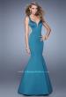 Picture of: Sultry Satin Gown with Plunging Neckline and Cut Outs in Emerald, Style: 21382, Detail Picture 2