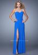 Picture of: One Shoulder Prom Gown with Gathered Bodice and Stones in Blue, Style: 21384, Main Picture