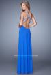 Picture of: One Shoulder Prom Gown with Gathered Bodice and Stones in Blue, Style: 21384, Back Picture