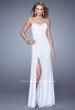 Picture of: One Shoulder Prom Gown with Gathered Bodice and Stones in White, Style: 21384, Detail Picture 1