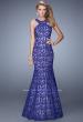 Picture of: Lace Mermaid Prom Dress with Sheer Halter Neckline in Purple, Style: 21389, Main Picture