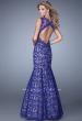 Picture of: Lace Mermaid Prom Dress with Sheer Halter Neckline in Purple, Style: 21389, Back Picture