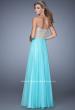 Picture of: Strapless Chiffon Gown with Corset Bodice and Stones in Mint, Style: 21390, Back Picture
