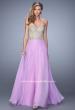 Picture of: Strapless Chiffon Gown with Corset Bodice and Stones in Purple, Style: 21390, Detail Picture 1