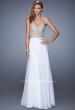 Picture of: Strapless Chiffon Gown with Corset Bodice and Stones in White, Style: 21390, Detail Picture 2