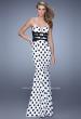 Picture of: Polka Dot Dress with Fit and Flare Skirt and Sheer Detail in Black and White, Style: 21392, Main Picture