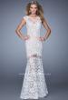 Picture of: Lace Dress with Flared Skirt, Cap Sleeves, and Open Back in White, Style: 21399, Main Picture