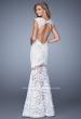 Picture of: Lace Dress with Flared Skirt, Cap Sleeves, and Open Back in White, Style: 21399, Back Picture