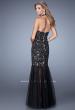 Picture of: Sheer Halter Mermaid Prom Dress with Lace Appliques in Black, Style: 21400, Back Picture